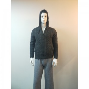 ブラックフード付きセーターコートRLMS0071F
